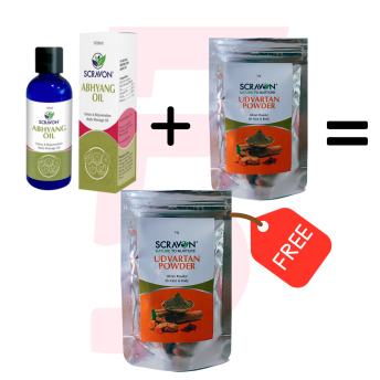 Scravon  Combo Abhyang Oil + Udvartan Powder(Ubtan Powder) Get 1 Udvartan Powder (ubtan Powder) / By Scravon